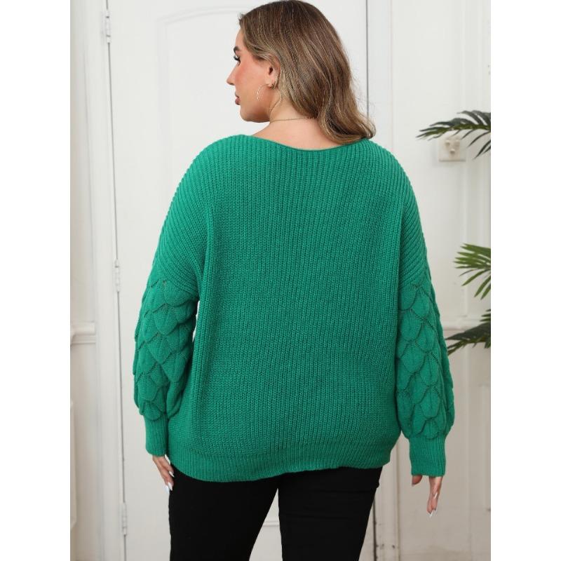 Women's Sweater Pineapple Sleeve Splicing Deep V Woven Base Shirt Nail Pearl Splicing Casual Top