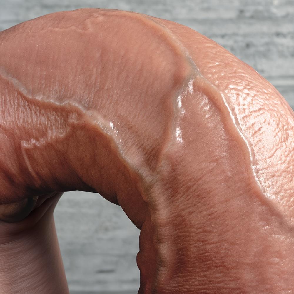 Dildo - 9.4" Realistic Liquid Silicone Dildo with Strong Suction Cup, Soft Dual-Layer Texture, Hands-Free Anal & Vaginal Toy for Men Women Couples