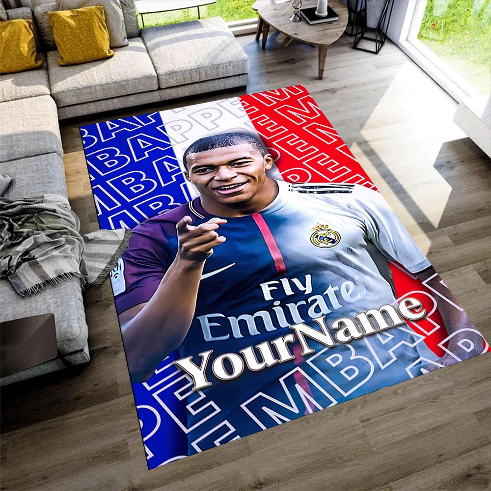 Mbappe Customize Your Name Area Rug Suitable for Study room Playrooms Foyer Balcony Anti-slip Rug Anime Office Decor Perfect Gift for Friends & Family