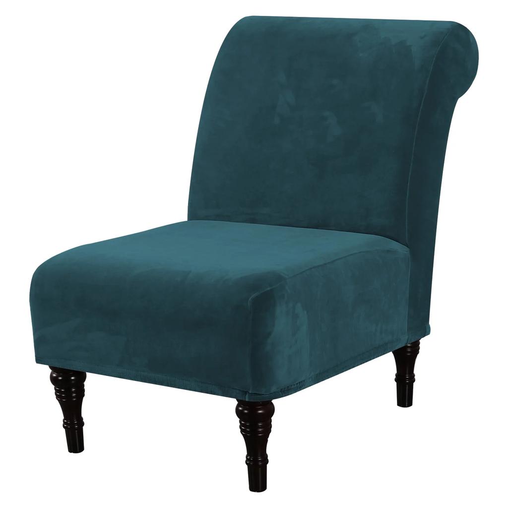 Velvet Accent Chair Covers High Stretch Armless Chair Covers for Living Room Luxury Thick Velvet Chair Slipcovers
