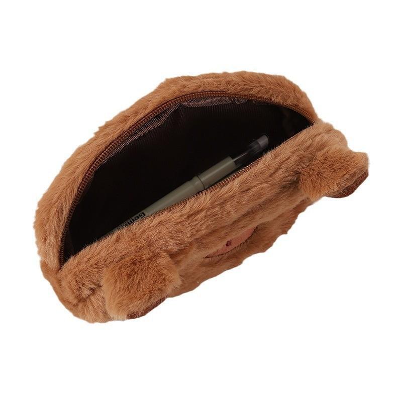 Plush Cute Capybara Pen Bag Funny Stationery Organizer Big Capacity Kids Gift