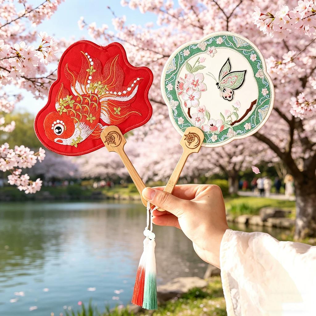 New Style Embroidered Fan, Traditional Chinese Style Round Fan, Handheld Fan, Hanfu Accessory, New Chinese Style Small Palm Fan, Portable