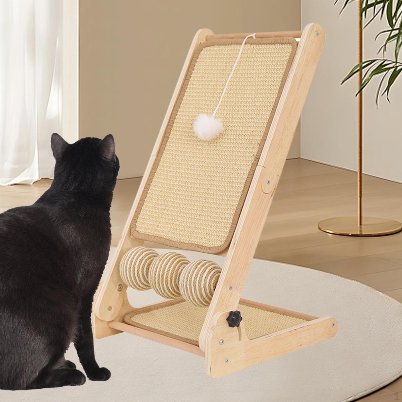 

Vertical Cat Scratcher Scratching Board for Indoor Cats and Kittens Wooden Frame with Ball Toys
