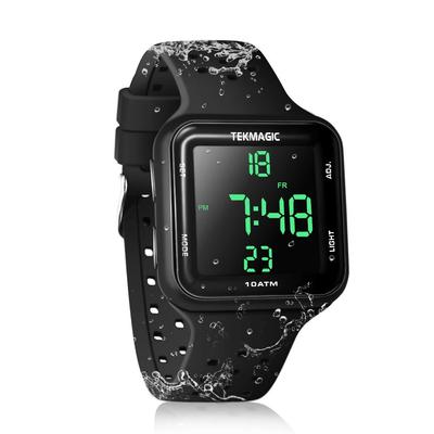 Digital Sports Diving Watch with Silicone Wristband, 10 ATM Water Resistance, Alarm Clock, Stopwatch, Chronograph, Calendar, Dual Time Zone