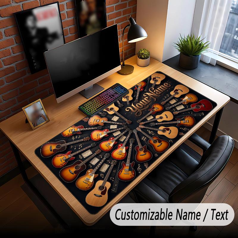 Music Guitar Theme Custom Mouse Pad Personalized With Name Text Customized Desk Mat For Office Home Decor