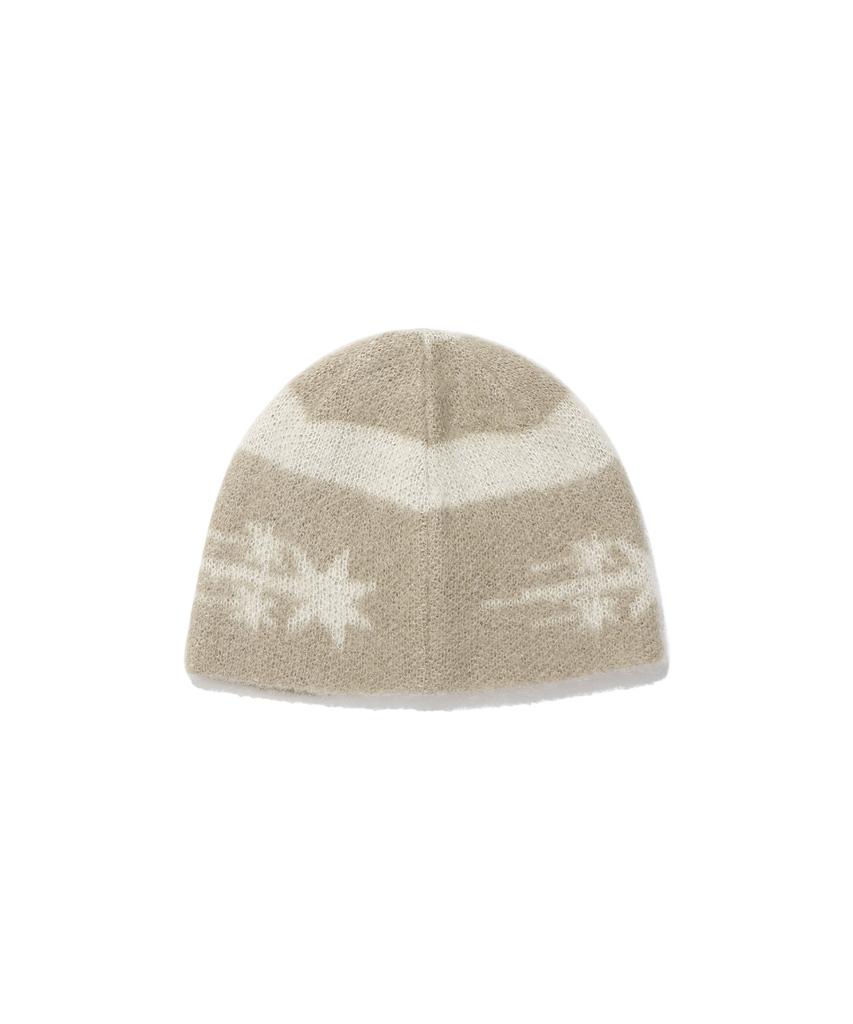 NICEGHOSTCLUB Stripe 3Star Logo Mohair Beanie_Beige(Ng2Efuab20A)