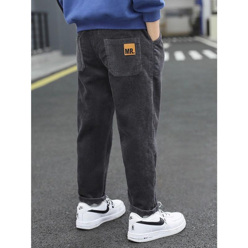 Boys Casual Fleece Lined Corduroy Long Pants Big Kids Children Trousers
