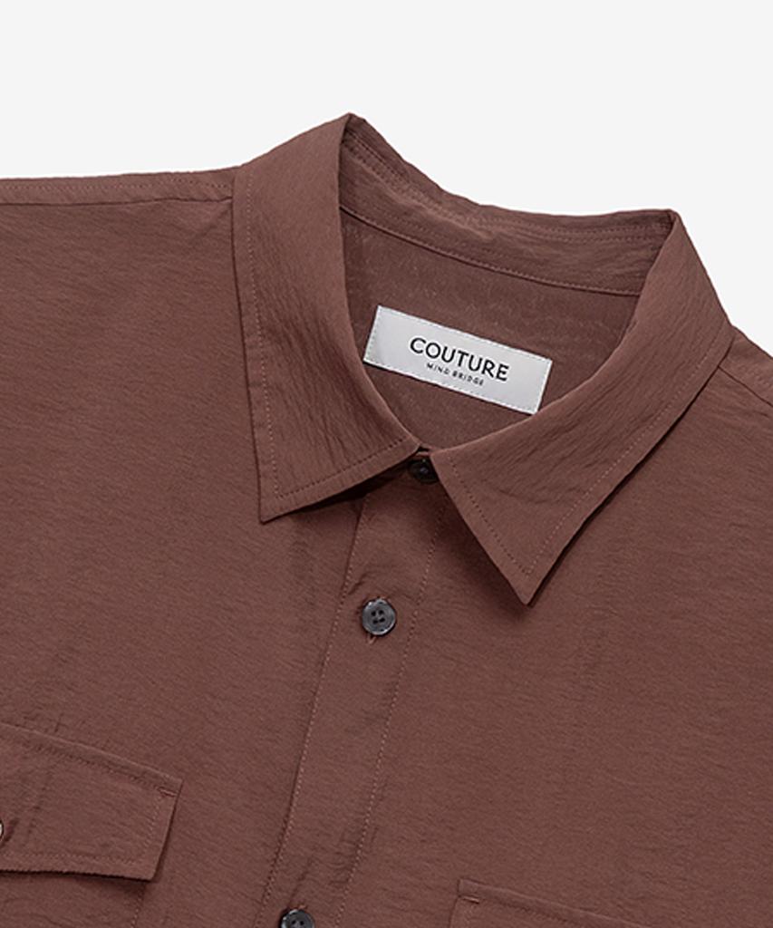 MINDBRIDGE [Couture] Pocket Oversized Brown Short Sleeve Shirt