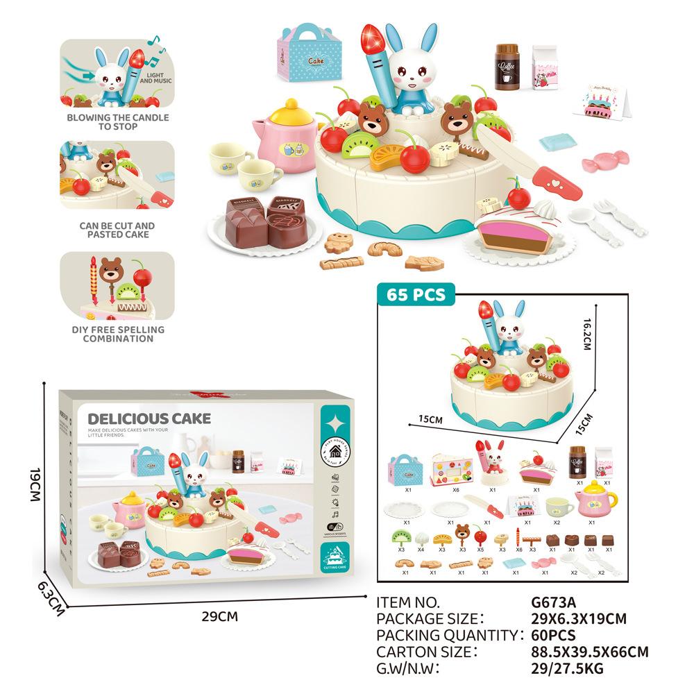 Cecile Fruit Diy Cake Toy Music Electric, Birthday Gift Simulation Play House Kitchen Girl Toy