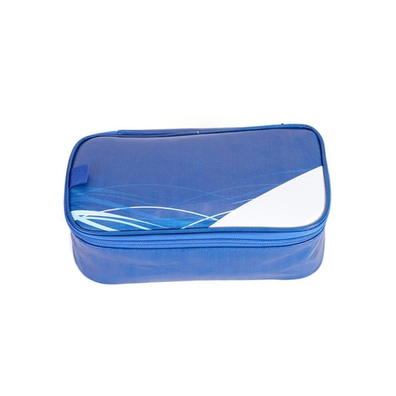 

Waterproof PU Leather Pencil Case High Capacity Pencil Pouches Multi Compartment Zippered Pen Bag For Student Adult Kid синій