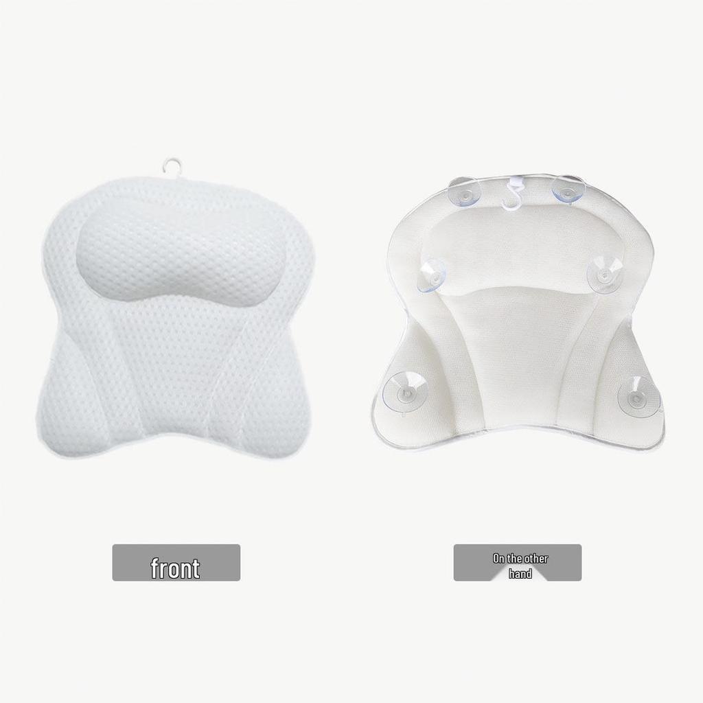 In Stock 4D Machine Washable Bath Pillow with 6 Suction Cups for Back Support