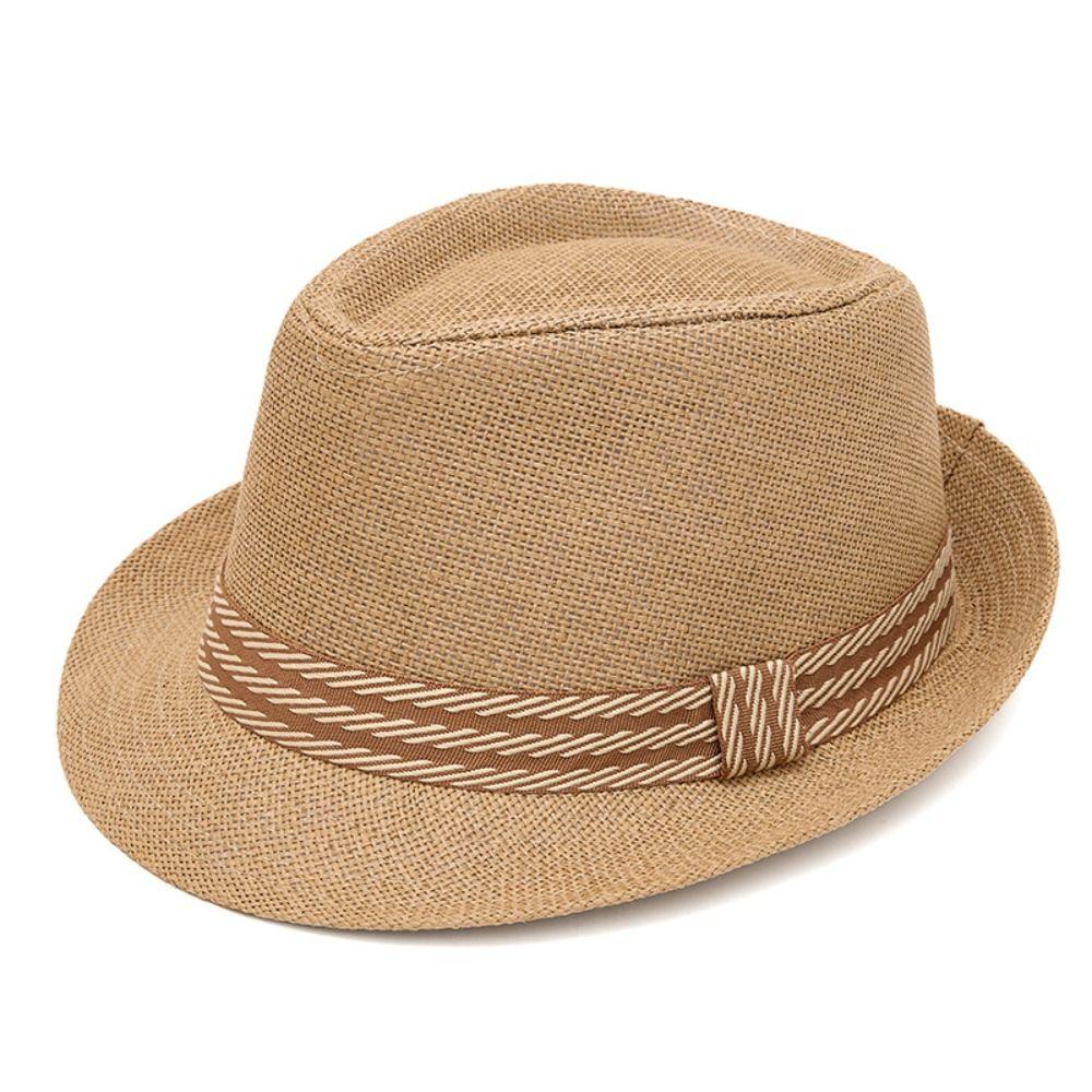 Breathable Belfry Trilby Hat Linen Jazz Beach Hat Retro Fedora Sun Hat  Men