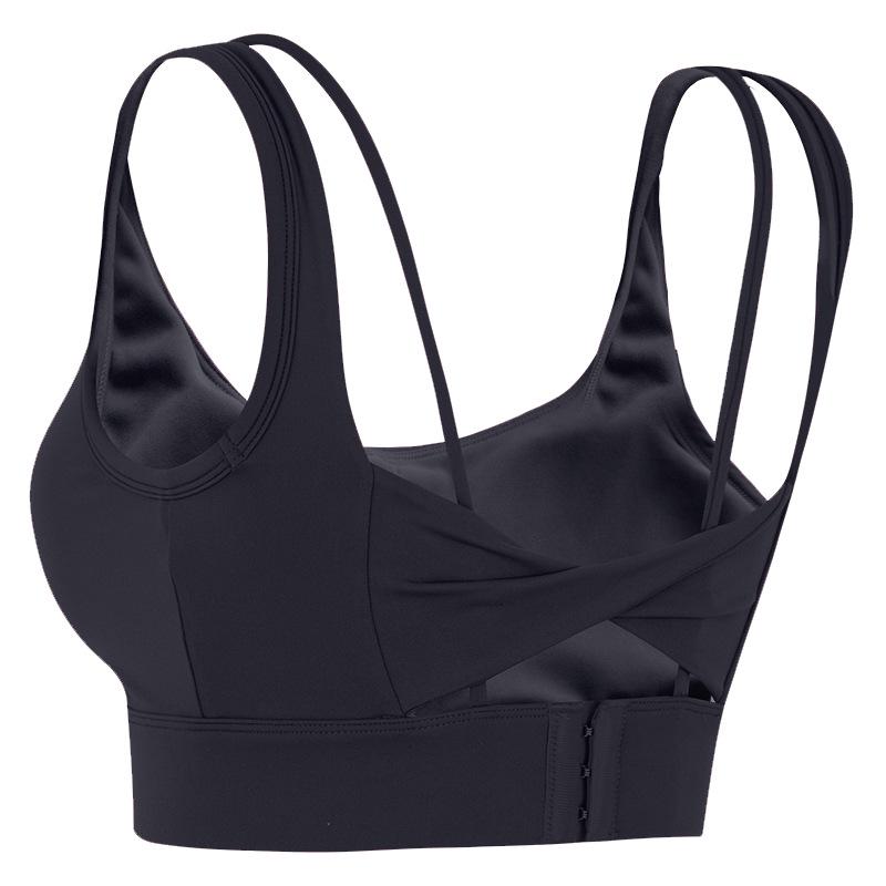 

Ударопрочный кросс-граничный бюстгальтер для йоги и спорта - Отбеливающий, Поддерживающий, Идеальный для пилатеса и бега Large чёрный