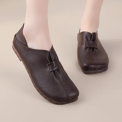 Neue weiche Sohle, mittelflache Sohle, runde Zehenpartie, Oma-Einzelschuhe für Damen, weiche Sohle, weiches Obermaterial, Obermaterial aus Rindsleder, Sehnensohle