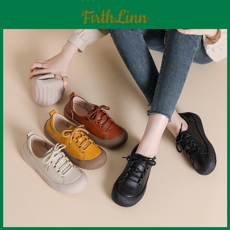 Flat Women Genuine Shoes Leather Casual Shoes Soft Cow Leather Brand Shoes Black Yellow Comfortable Plus Size 41