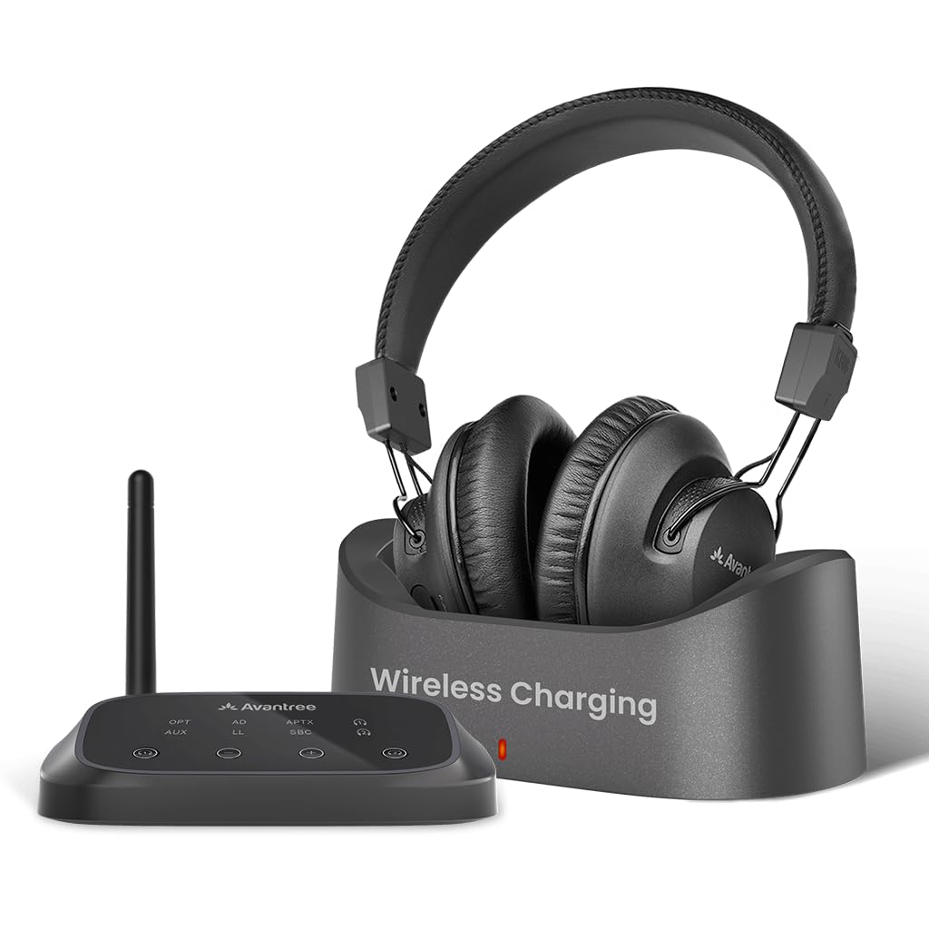 

Бездротовий набір навушників для телевізора Avantree HT5009 Plus з Bluetooth-передавачем, зарядка до 60 годин, покращений легкий дизайн, aptX Adaptive чорний