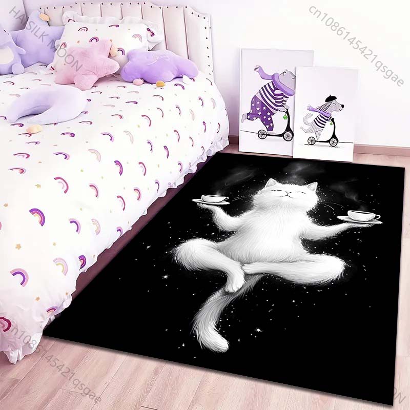 Cat in Yoga Carpet for Living Room Bedroom Bathroom Mat Creative Doormat Sofa Table Home Decor Area Rug Large Size for Gifts
