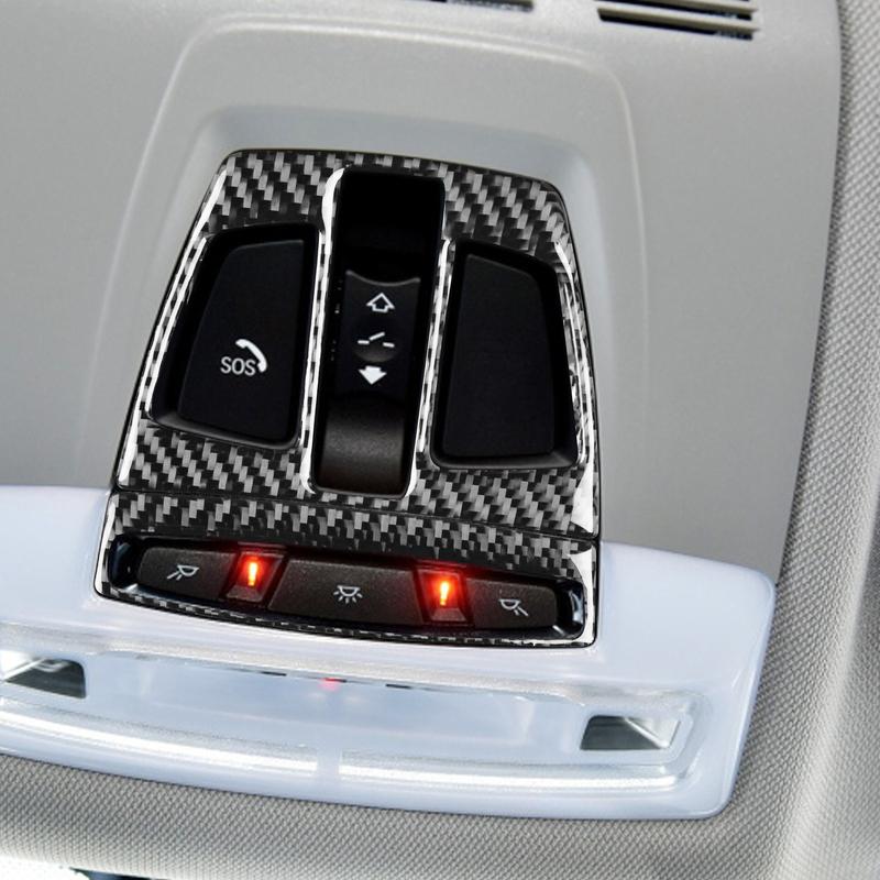 Real Carbon Fiber Car Accessories Reading Light Decorative Trim Cover Soft Sticker For BMW X5 F15 2014-2018 X6 F16 2015-