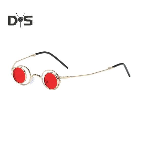 Round Flip Up Sunglasses Small Circle Polarized Glasses for Men Women Retro Punk UV400 Sun Glasses for Rave Party