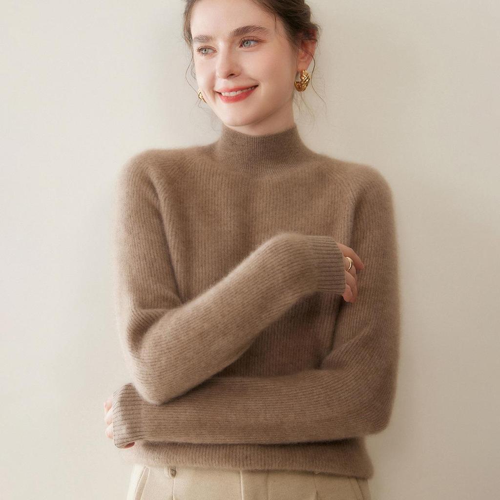 Autumn Winter Twelve-Needle Ribbed Cashmere Sweater Women's Warm Fashion Pullover