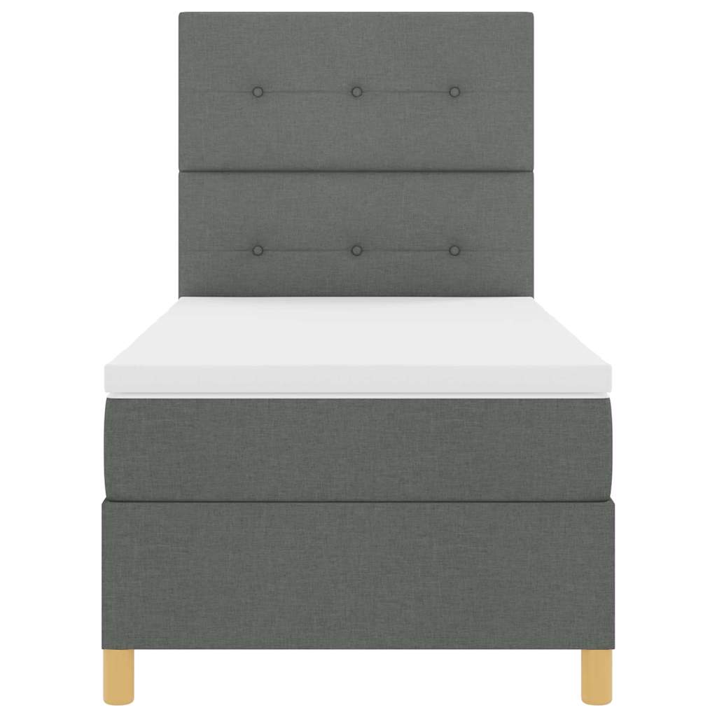 Box Spring Bed with Headboard Dark Gray 100 x 200 cm Fabric
