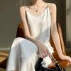 Light Luxury High-end Style Printed Satin Suspender Dress Women's New Temperament New Chinese Acetic Acid Dress