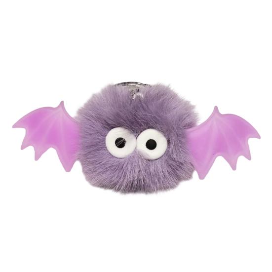 Holiday Gift for Men Halloween Bat Plush Keychain, Cute Devil Furry Pendant Funny Bag Decoration Keys, Vintage Silver Alloy Key Ring, Spooky