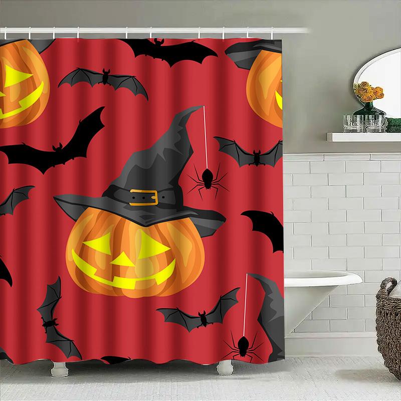 

Tuniu Halloween Bat Witch Curtain Scary Spooky Shower Curtain For Bathroom Decor W60H190(CM)-1 Pcs