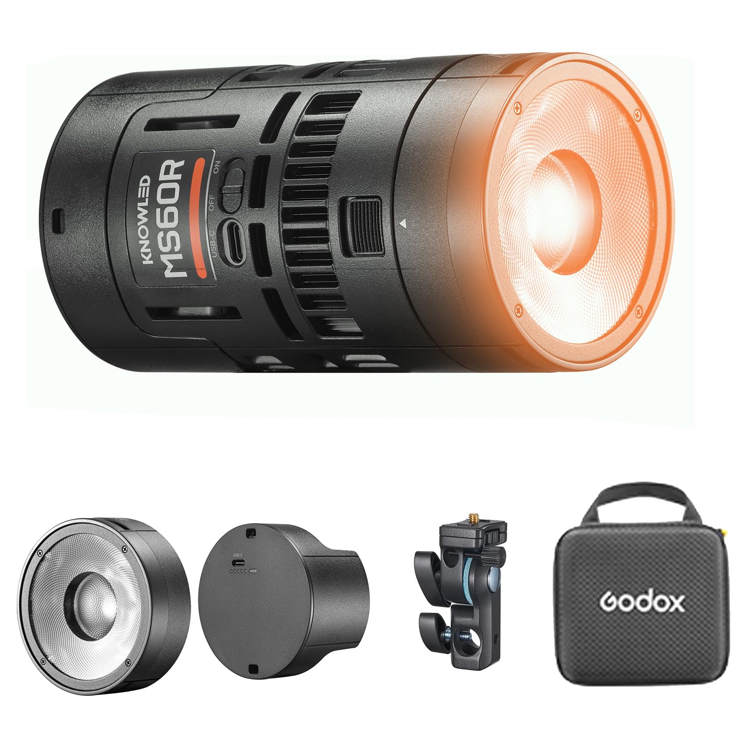 

GODOX KNOWLED MS60R 60 Вт Повнокольоровий світлодіодний світильник LumenRadio CRMX App Control для студії Потокове відео в прямому ефірі Запис NFC-з’єднання (MS60R)