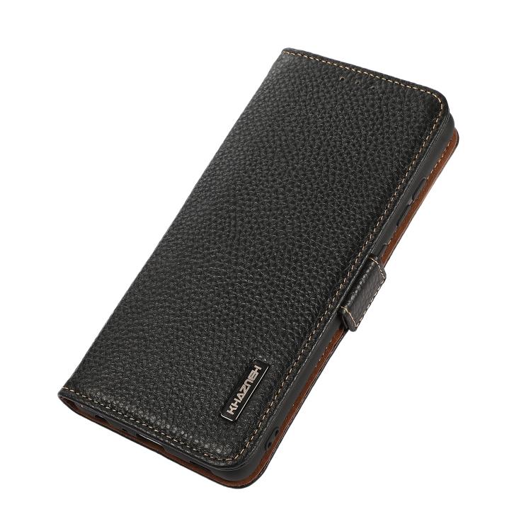 Für Samsung Galaxy S20 FE KHAZNEH Seitlich magnetische Litschi Echtleder RFID-Handyhülle