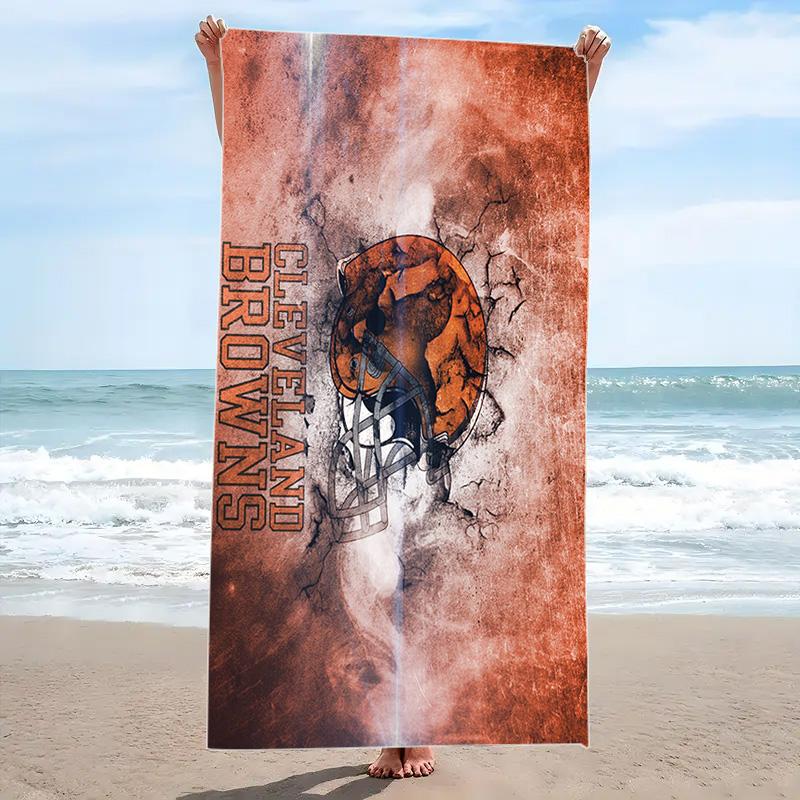 Cleveland Browns Logo Print Beach Towel, Large Soft Quick Dry Towel for Beach Camping Swimming