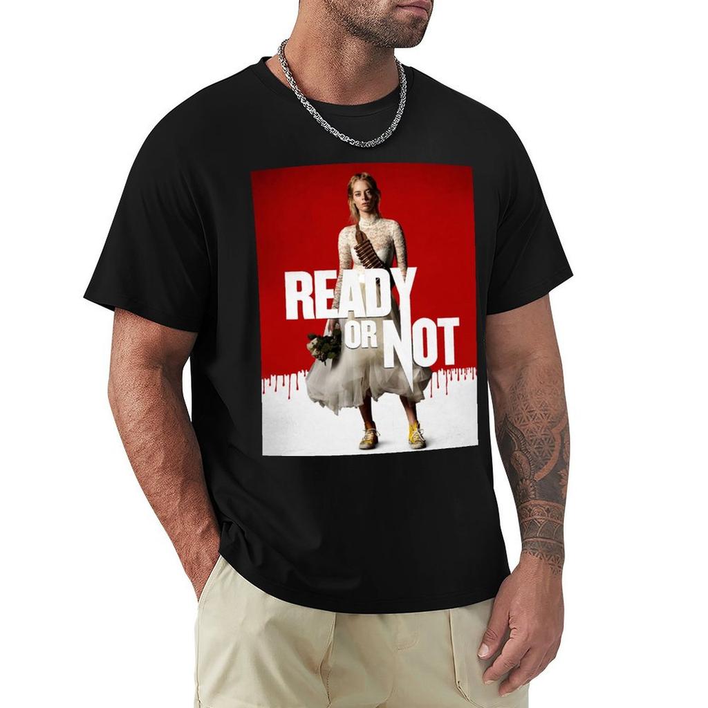 Ready Or Not Filmplakat T-Shirt Feiertags-Freizeit Kurzarm-Oberteil