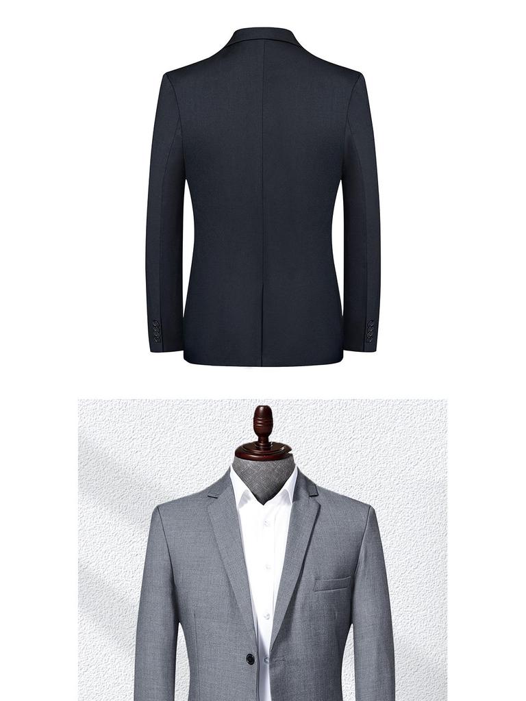 Men's Solid Color Slim Fit Blazer - Korean Style Casual Suit for Autumn & Spring