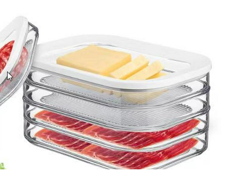 Transparente Aufbewahrungsbox für Kühl- und Gefrierschrank für Fleisch und Speck