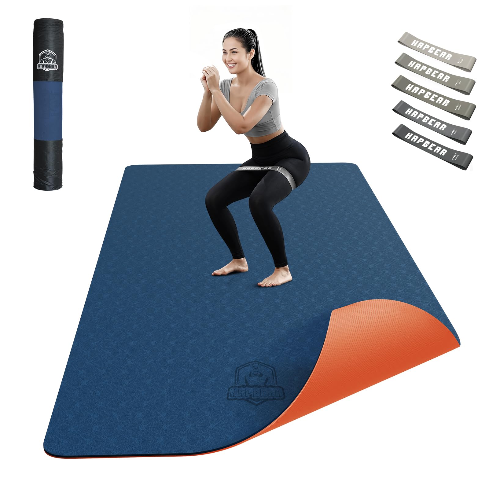 

HAPBEAR Extra Large Yoga TPE Sports for Pilates and Includes Carrying Resistance Two Colors Double-Sided Mat, Eco-Friendly Mat, Non-Slip, Workouts,