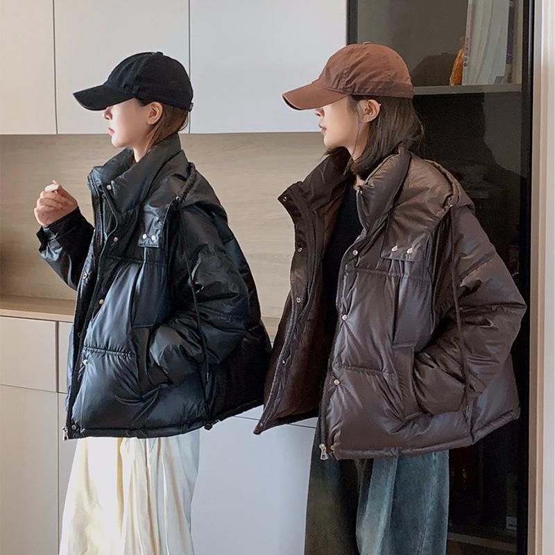 Autumn and Winter Down Cotton Jacket Short Hooded Women's Loose Cotton Jacket Casual Cotton Jacket Jacket