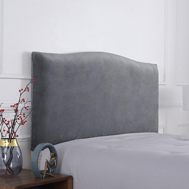 Solid Color Elastic Queen Headboard Cover Plush Dust Resist Headboard Cover All -Inclusive Velvet Headboard Machine Washable Home Hotel W120xH65-75cm