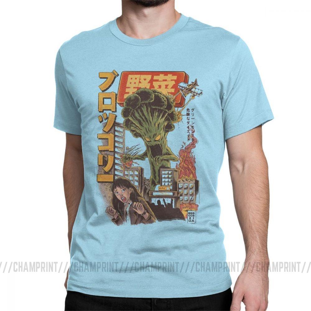 Giant Mushrooms Monster Clothes Demon Broccozilla T Shirts For Men Broccoli Funny Japanese Anime T