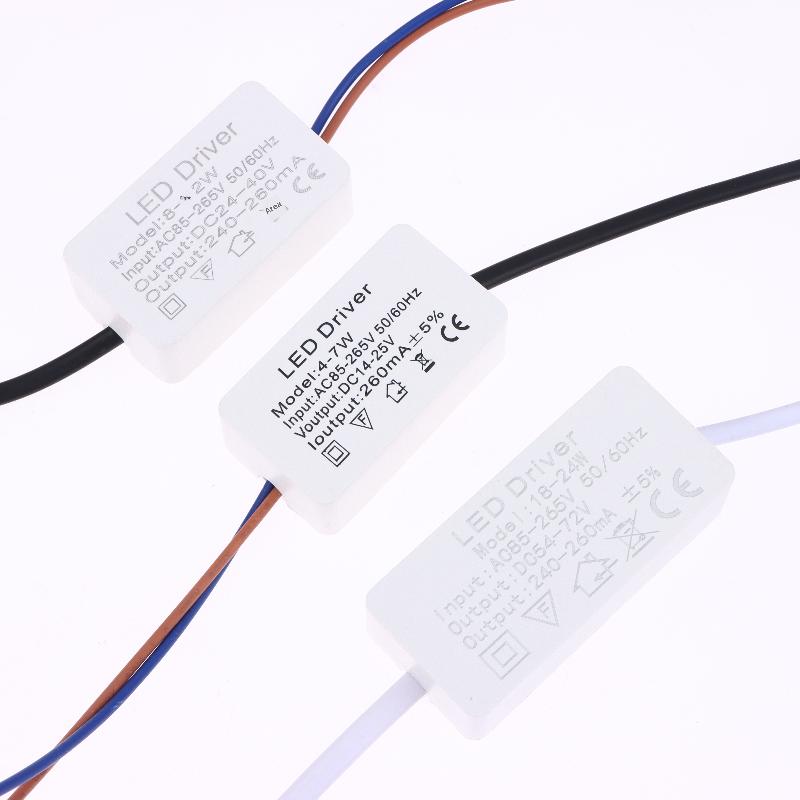 1 sztuka 1-3W 3-5W 4-7W 8-12W 12-18W 18-24W Izolowany Sterownik LED Zasilacz Regulowany Stałe Napięcie 260mA Transformator Oświetleniowy