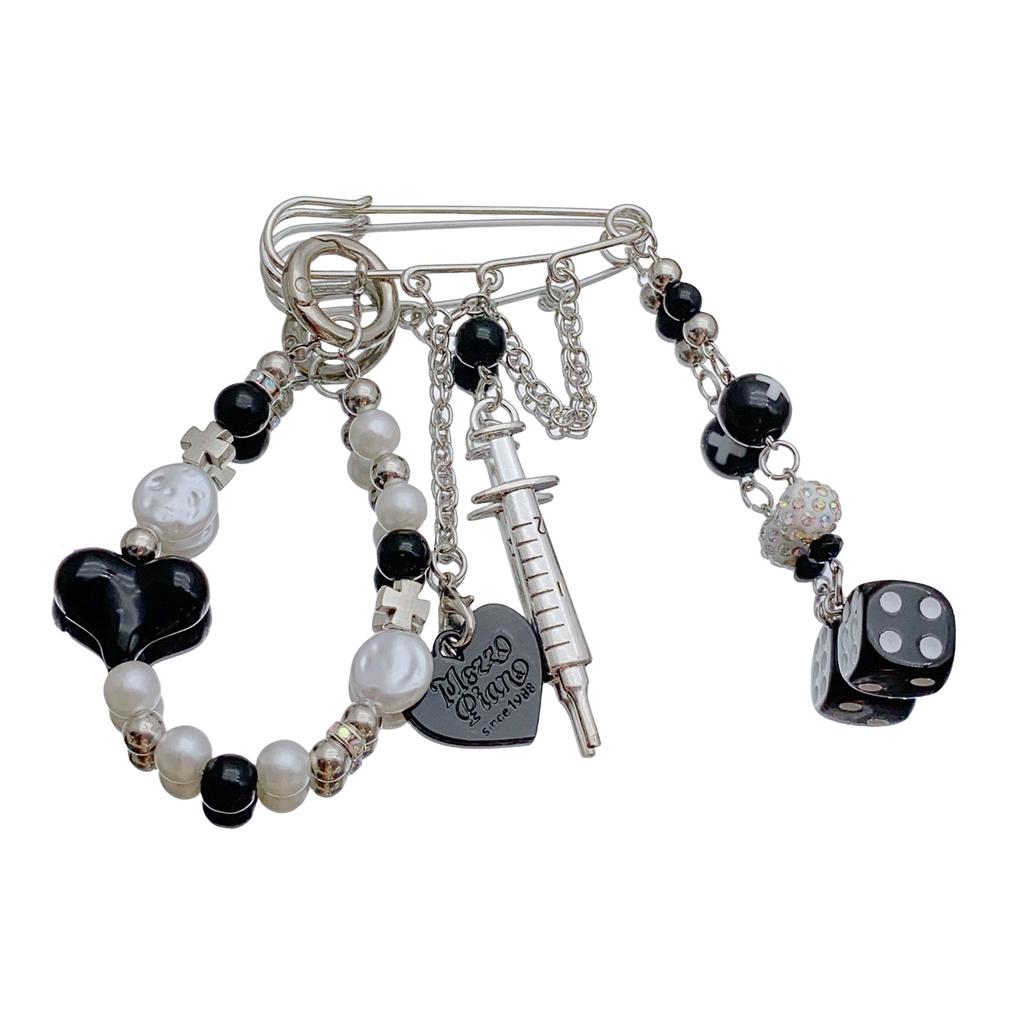 Stylish Syringes Safe Pins Brooch Creative Designs Accessory for Customizable Charm Study Alloy and Bead Pendant
