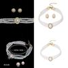 Vintage Artificial Pearl Necklace Set With Earrings And Gemstone Embellishments For Bridal And Formal Wear