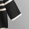 Fall Winter Lazy Wind Loose High Collar Pullover Sweater Suit Women's Stripe Long Sleeve Knit Wide Leg Pants Two Piece Set