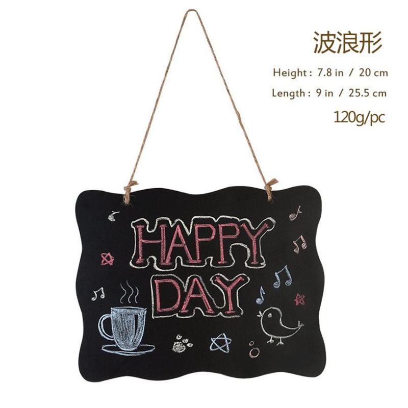 Creative Double-sided Small Chalkboard Pendant Message Board Home Decoration Wooden Crafts Hanging Rope Display Sign