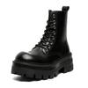 Herrenmode hohe Motorradstiefel Schnür-Plateauschuhe Punkrock Kleid echtes Leder Stiefel Designer cool lang botas masculina