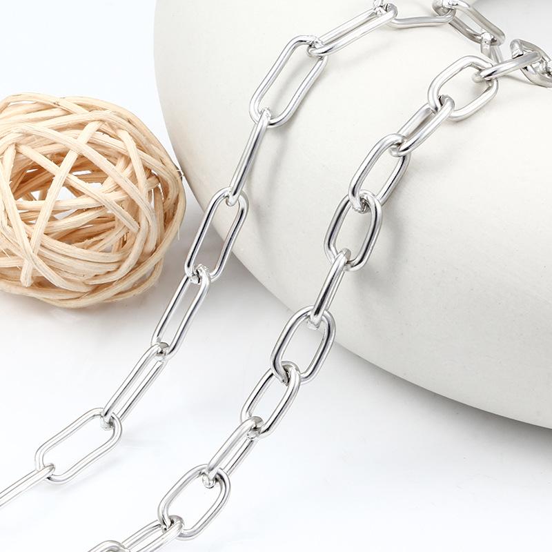 New Stainless Steel Cross Paper Clip Oval Geometric Chain PVD Gold Plated Unisex Necklace Bracelet Jewelry for DIY Accessories