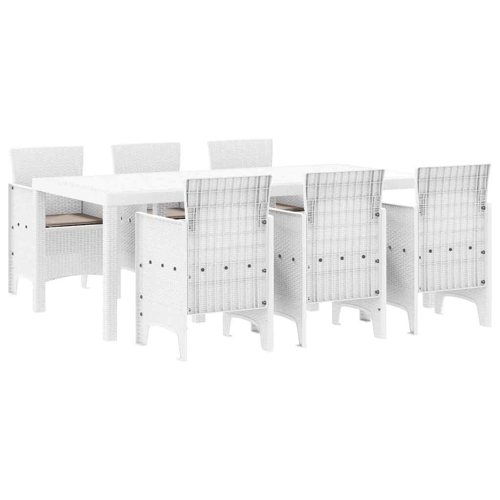 Garden Dining Set 7 pcs White Polypropylene