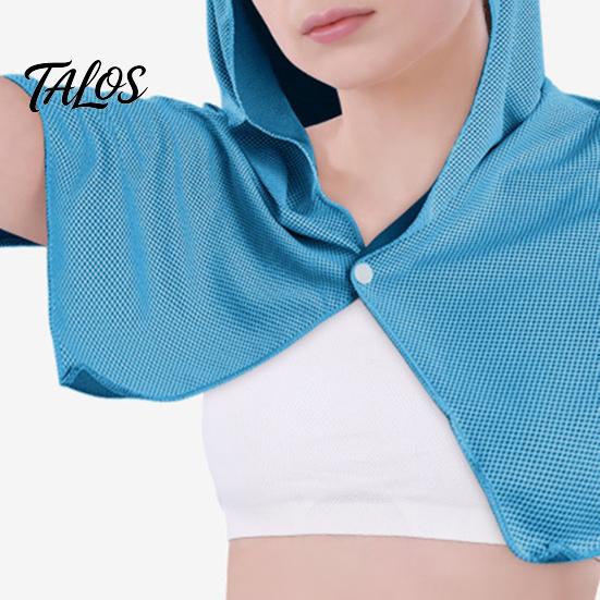 Breathable Towel Quick Dry Cooling Hoodie Solid Color UV Sun Protection Visor Attachment Sweat Absorbent Sports Running Hood Cycling Headgear