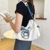 Bag 2025 summer new casual Korean version donut printed canvas bag bag large capacity student schoolbag shoulder bag