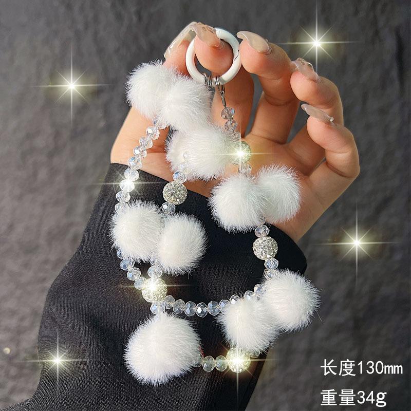 New Furry Crystal Rhinestone Phone Chain for Women, Wrist Hanging Decoration, Autumn and Winter Plush Phone Chain, Short Style Wholesale