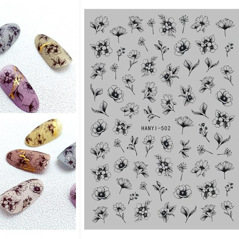 Zurück Kleber Aufkleber 3D Nagel Aufkleber Schwarz Weiß Geometrische Zeichnungen Designs Nagel Aufkleber Dekoration Für Nail Art Schönheit